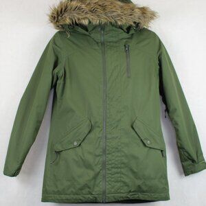Youth Green Parka with Faux Fur Hood